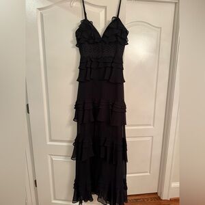 Elegant Black Ruffled Maxi Dress